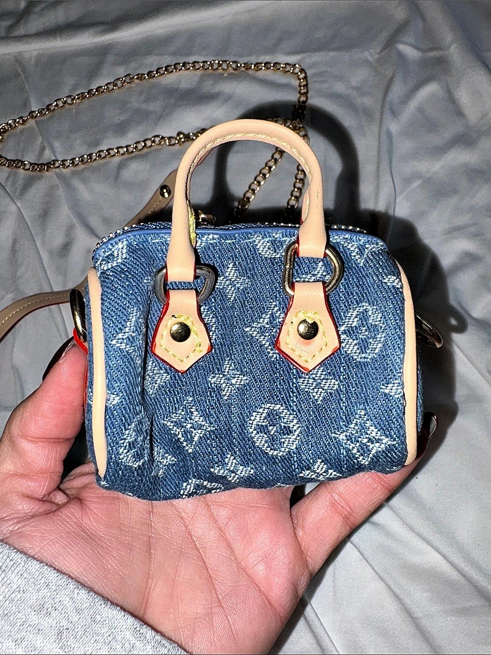 Inspired by micro Bag Denim Blue & Tan